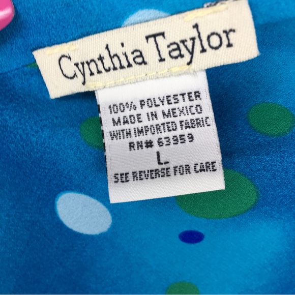 Cynthia Taylor Women's Turquoise Blue Sandal Purse Print Maxi Dress Size L - Picture 2 of 13